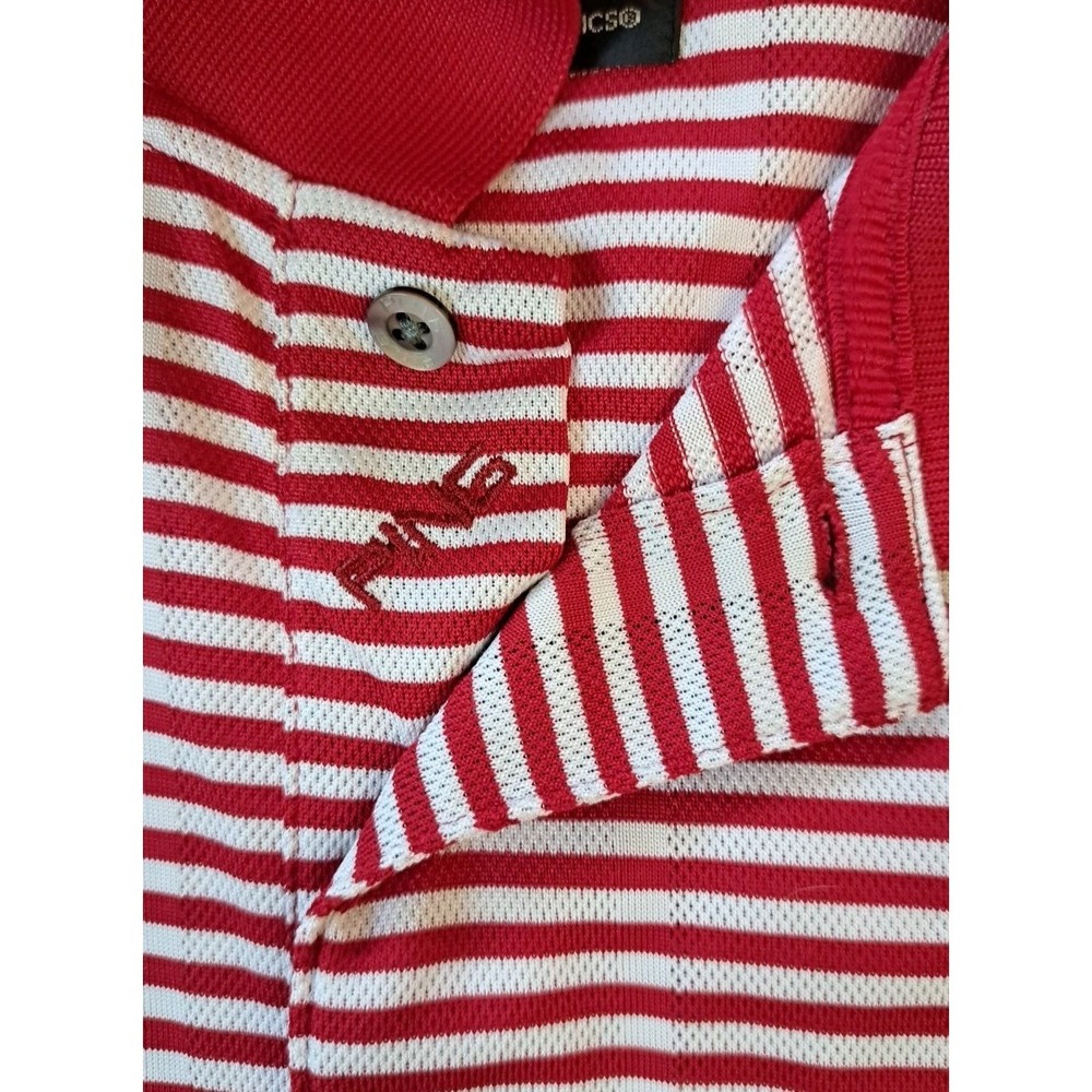 Ping Golf Polo XL Red Striped 3 Button Dry Fiber Dynamics Performance Stretch - Picture 7 of 9